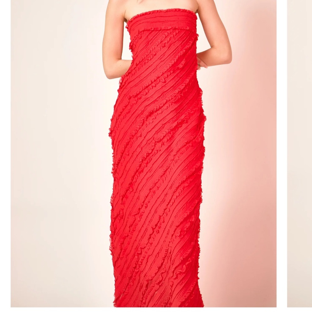 Endless Rose Vibrant Red Ruffle Strapless Dress Small